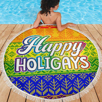 LGBT Gay Pride Happy Holigays Christmas Beach Blanket Xmas Holiday Patterns - Wonder Print Shop