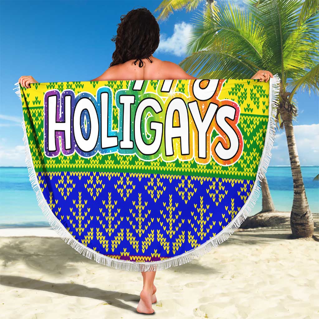 LGBT Gay Pride Happy Holigays Christmas Beach Blanket Xmas Holiday Patterns - Wonder Print Shop