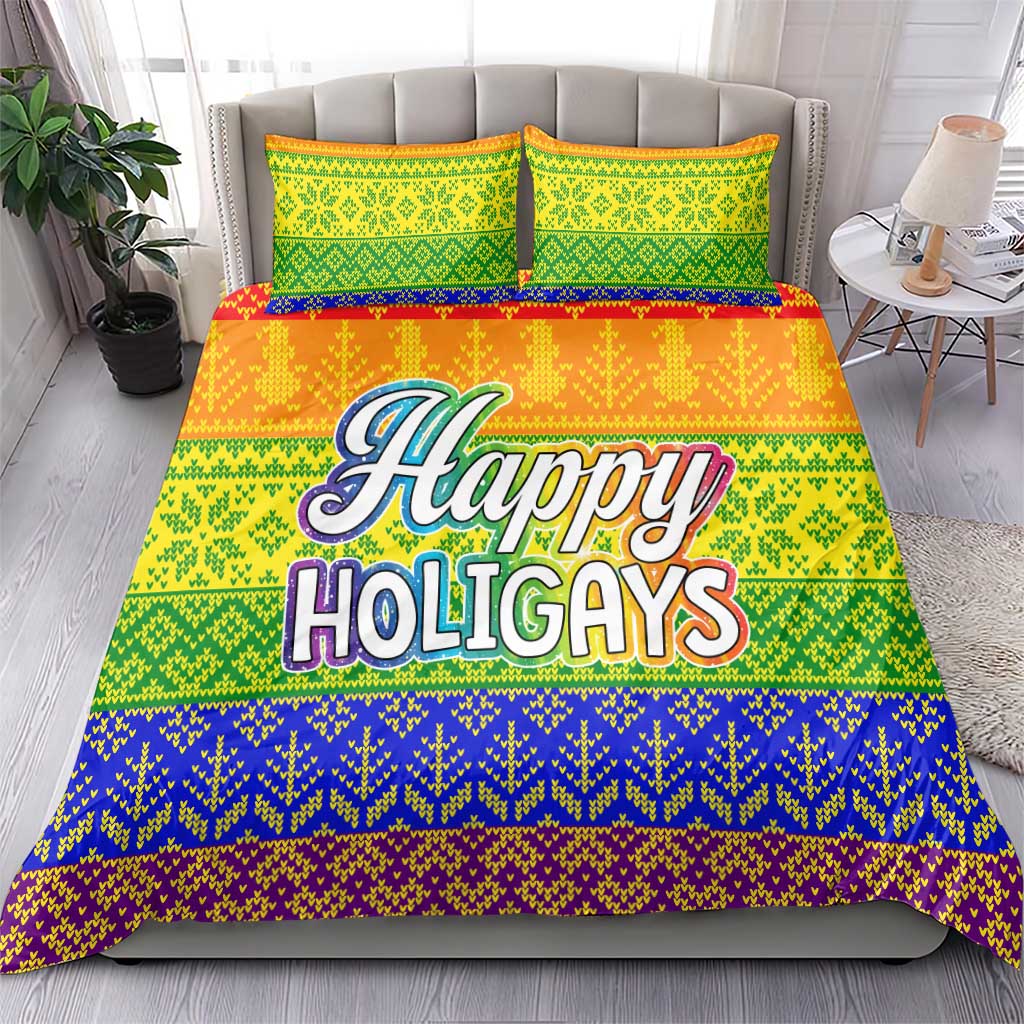 LGBT Gay Pride Happy Holigays Christmas Bedding Set Xmas Holiday Patterns - Wonder Print Shop