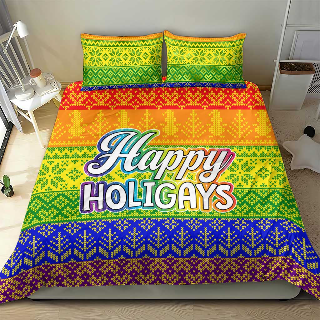 LGBT Gay Pride Happy Holigays Christmas Bedding Set Xmas Holiday Patterns - Wonder Print Shop