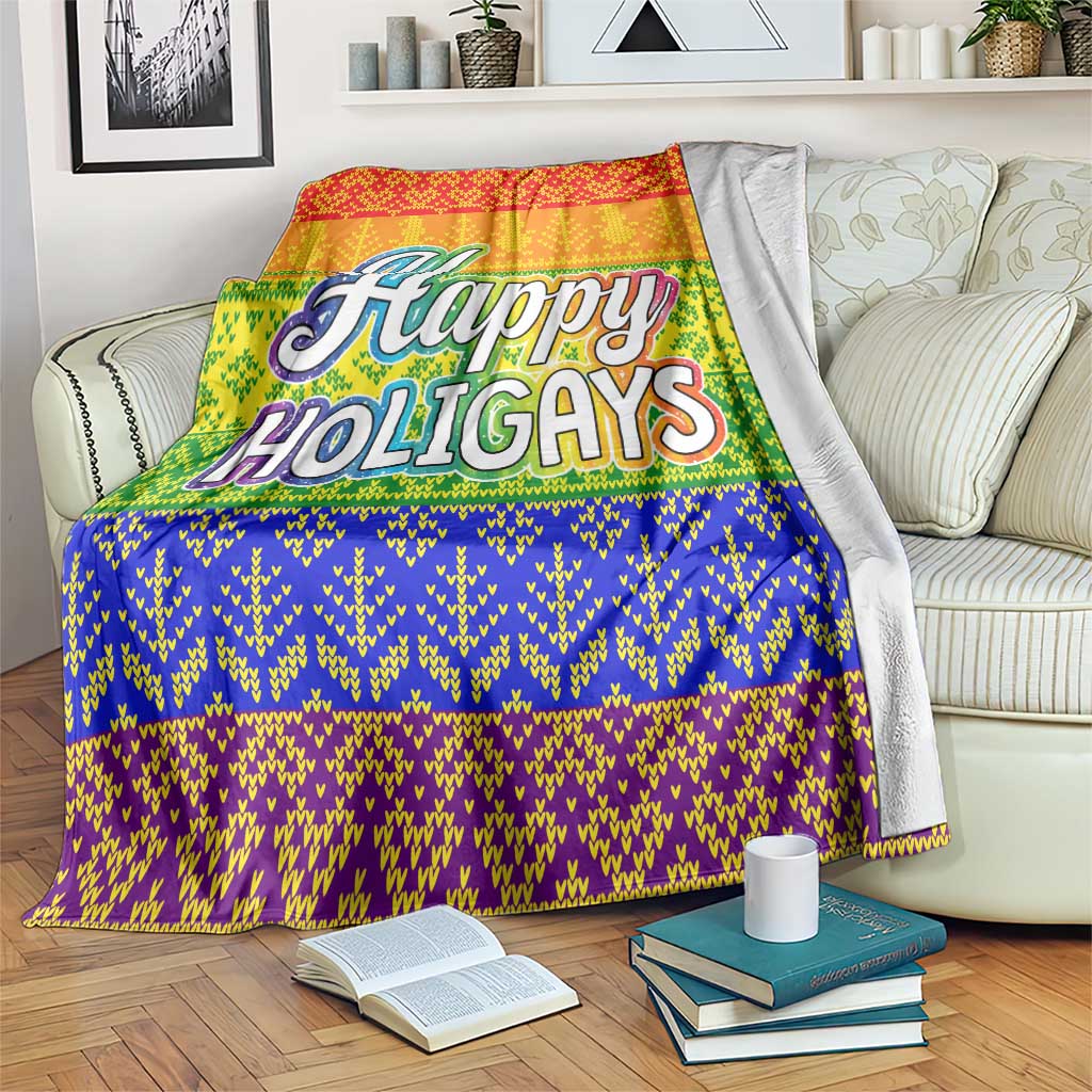 LGBT Gay Pride Happy Holigays Christmas Blanket Xmas Holiday Patterns - Wonder Print Shop