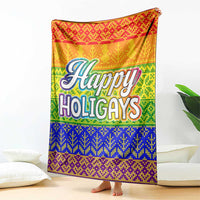 LGBT Gay Pride Happy Holigays Christmas Blanket Xmas Holiday Patterns - Wonder Print Shop