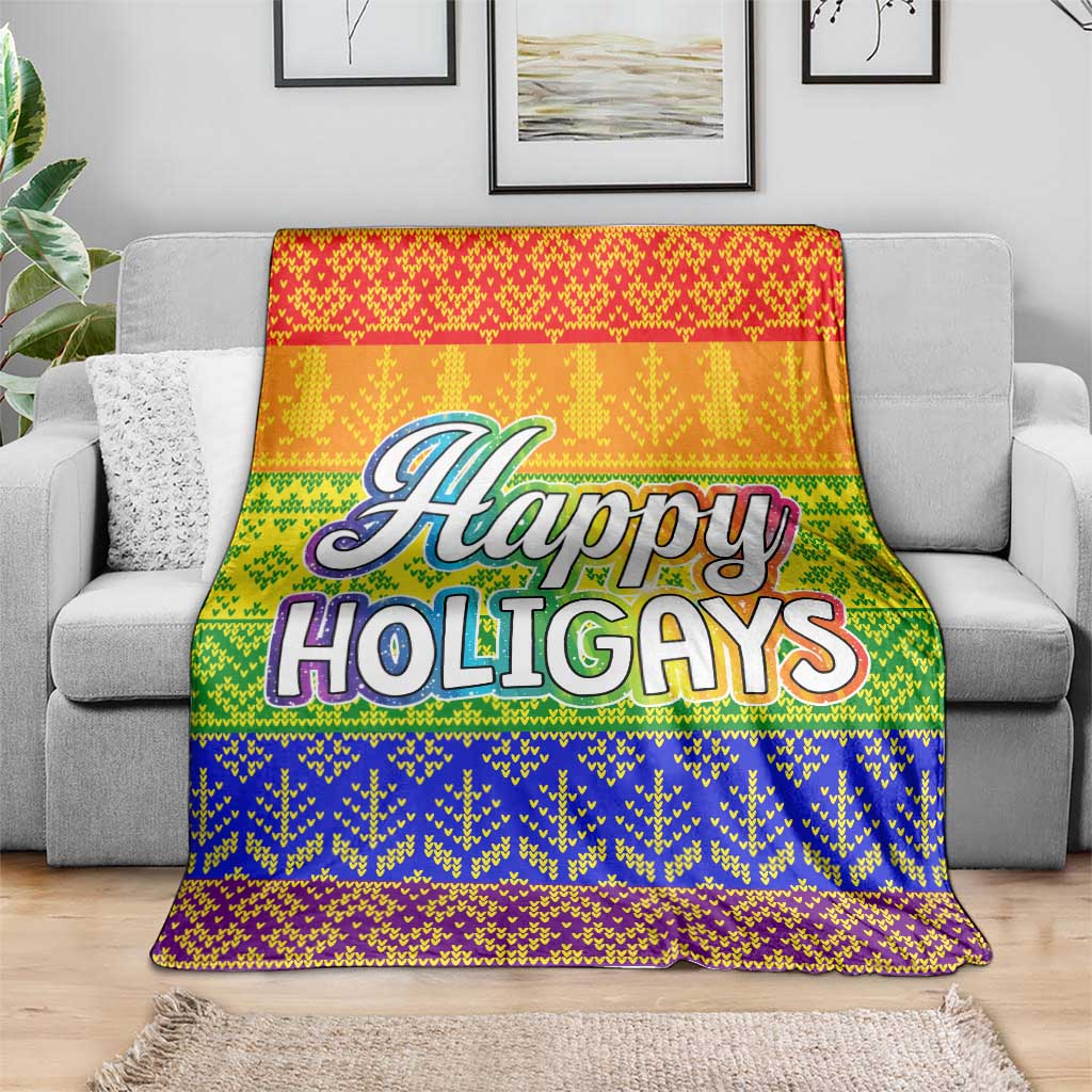 LGBT Gay Pride Happy Holigays Christmas Blanket Xmas Holiday Patterns - Wonder Print Shop