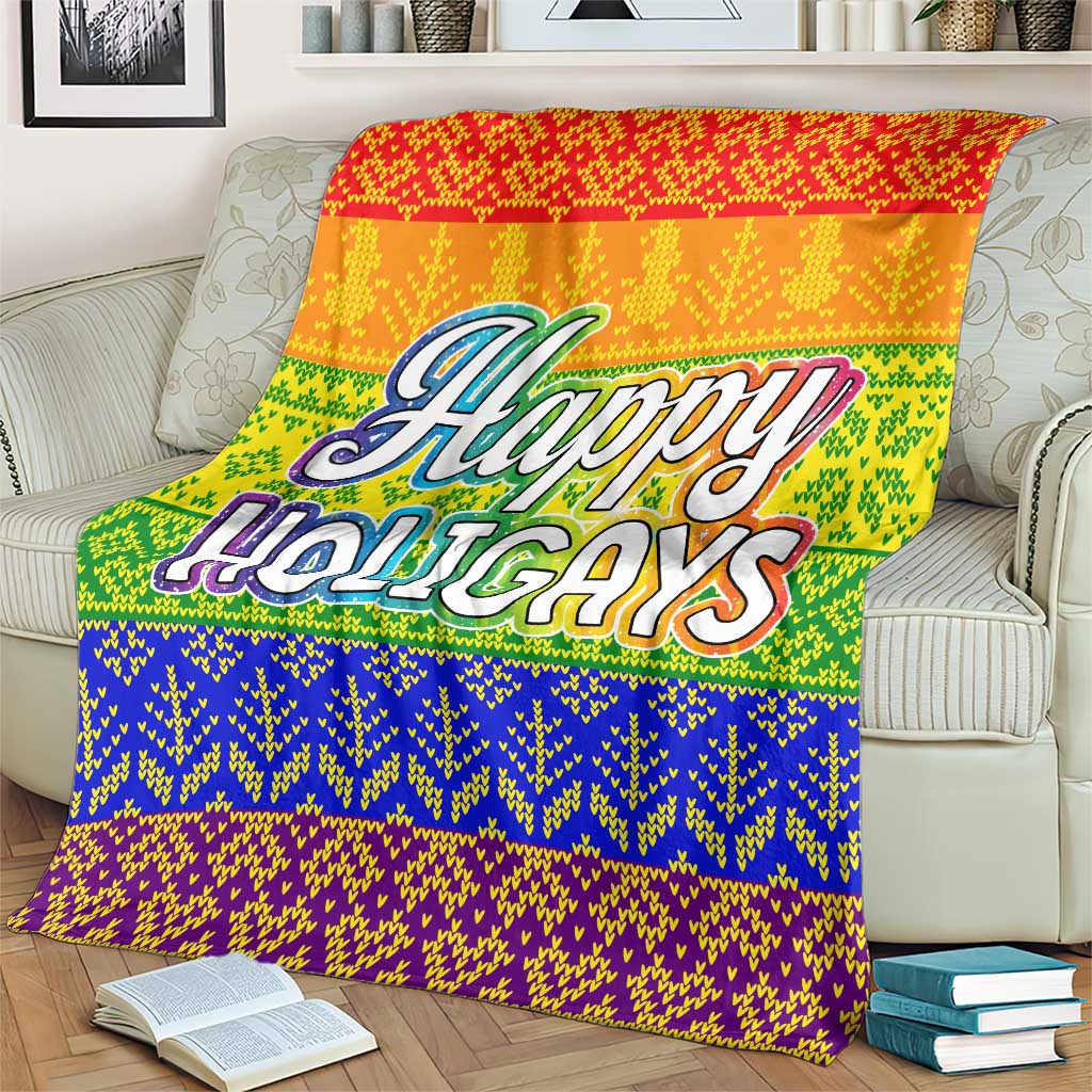 LGBT Gay Pride Happy Holigays Christmas Blanket Xmas Holiday Patterns - Wonder Print Shop