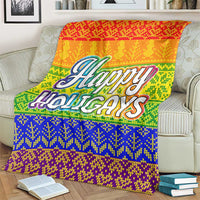 LGBT Gay Pride Happy Holigays Christmas Blanket Xmas Holiday Patterns - Wonder Print Shop