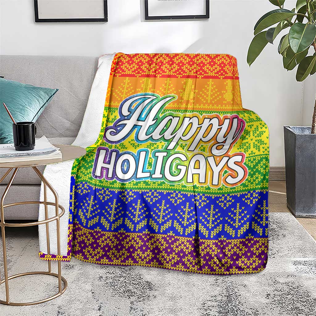LGBT Gay Pride Happy Holigays Christmas Blanket Xmas Holiday Patterns - Wonder Print Shop