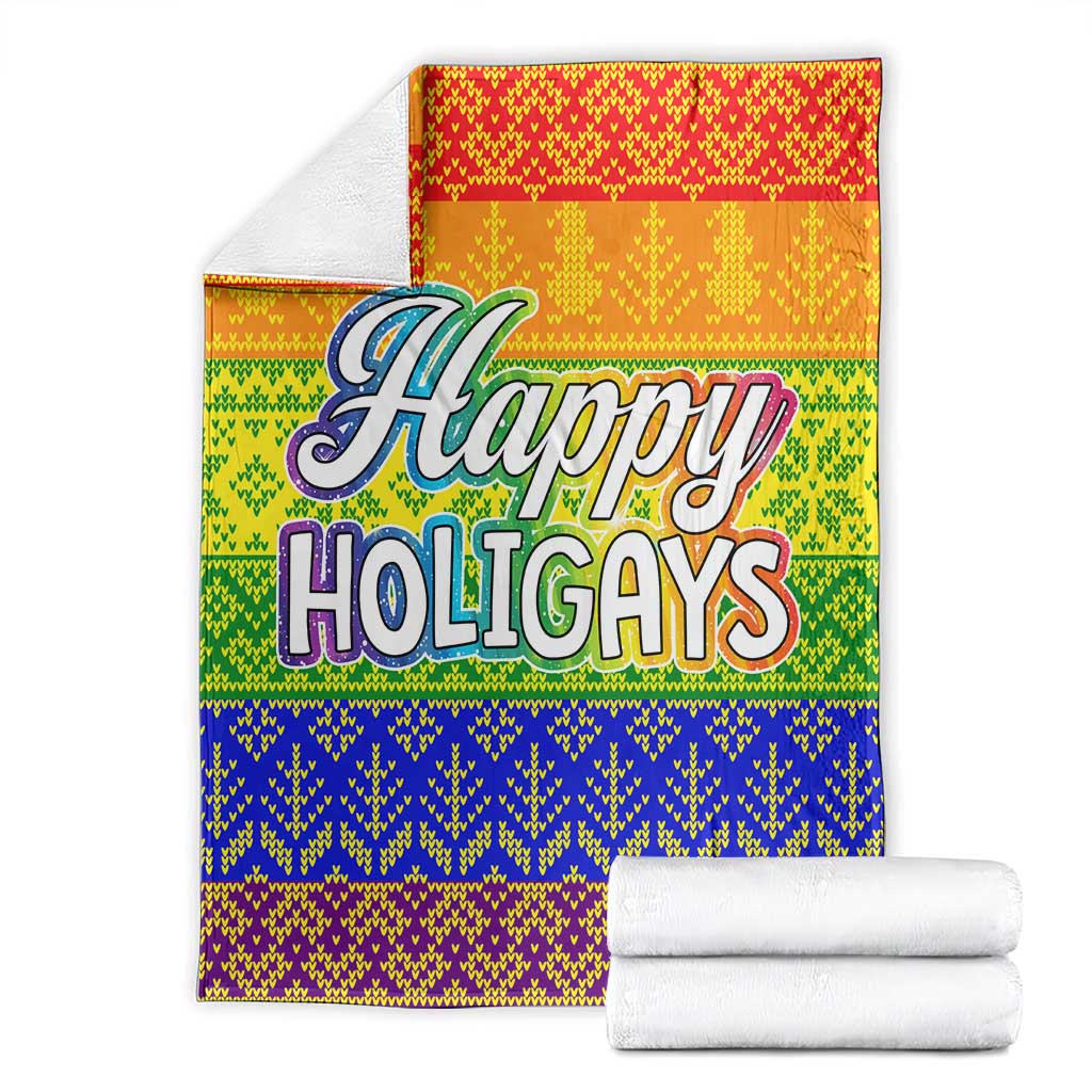LGBT Gay Pride Happy Holigays Christmas Blanket Xmas Holiday Patterns - Wonder Print Shop