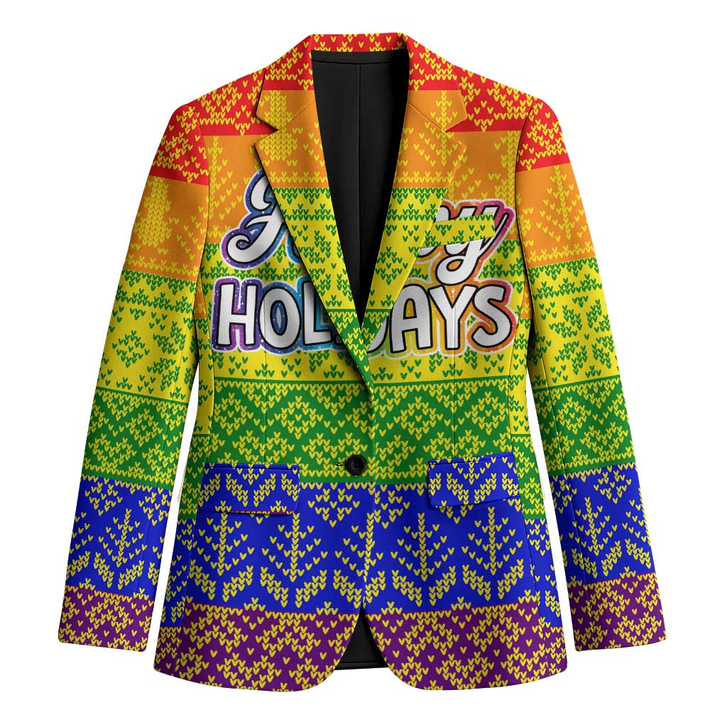 LGBT Gay Pride Happy Holigays Christmas Blazer Xmas Holiday Patterns - Wonder Print Shop