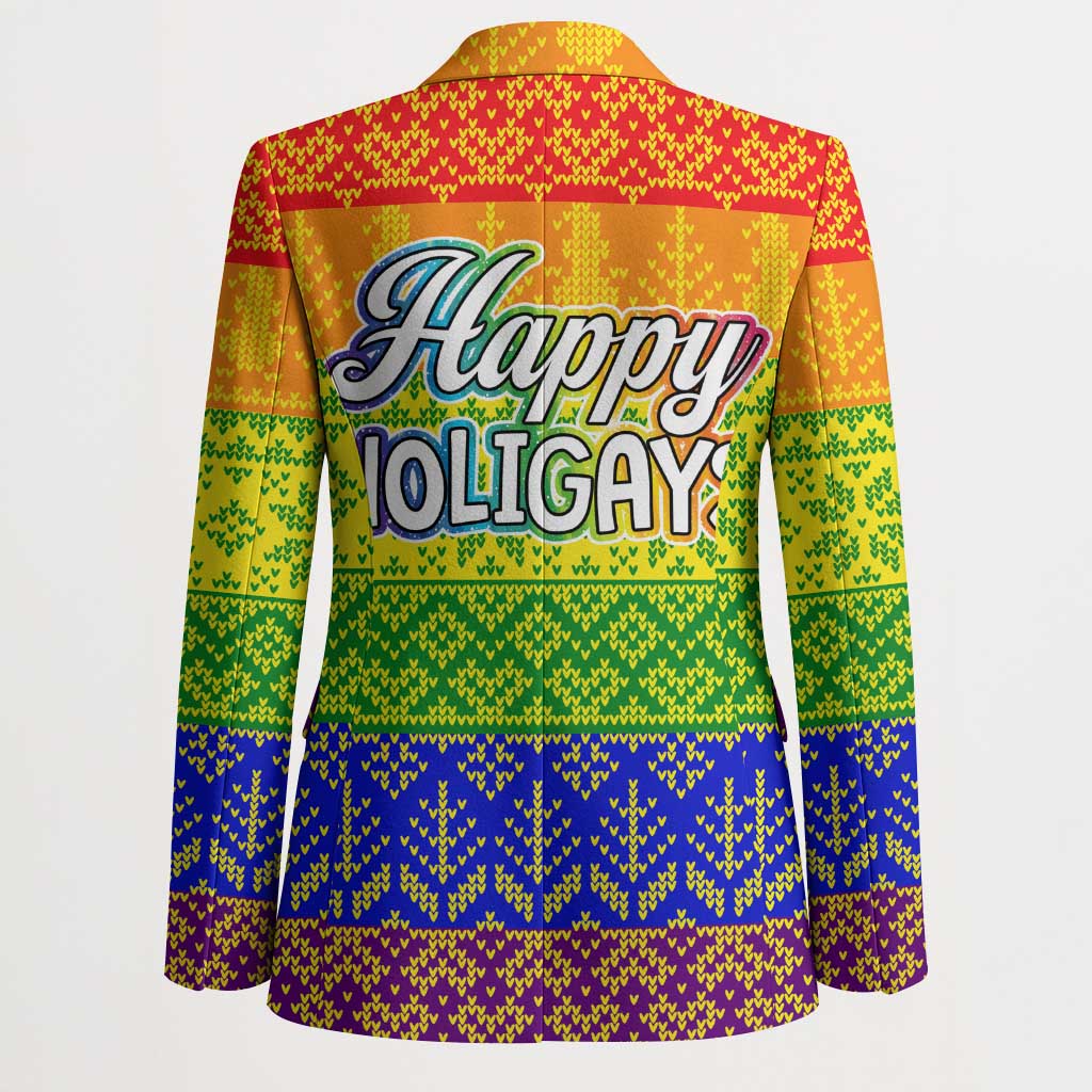 LGBT Gay Pride Happy Holigays Christmas Blazer Xmas Holiday Patterns - Wonder Print Shop