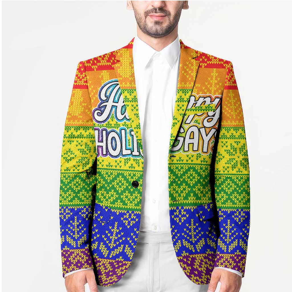 LGBT Gay Pride Happy Holigays Christmas Blazer Xmas Holiday Patterns - Wonder Print Shop