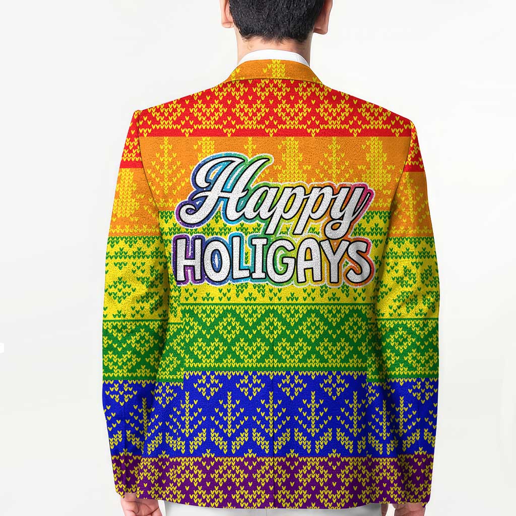 LGBT Gay Pride Happy Holigays Christmas Blazer Xmas Holiday Patterns - Wonder Print Shop