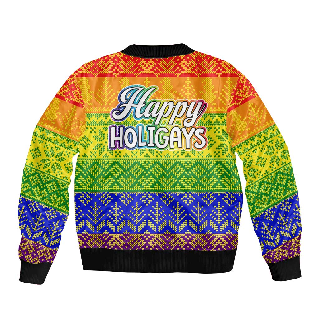 LGBT Gay Pride Happy Holigays Christmas Bomber Jacket Xmas Holiday Patterns - Wonder Print Shop