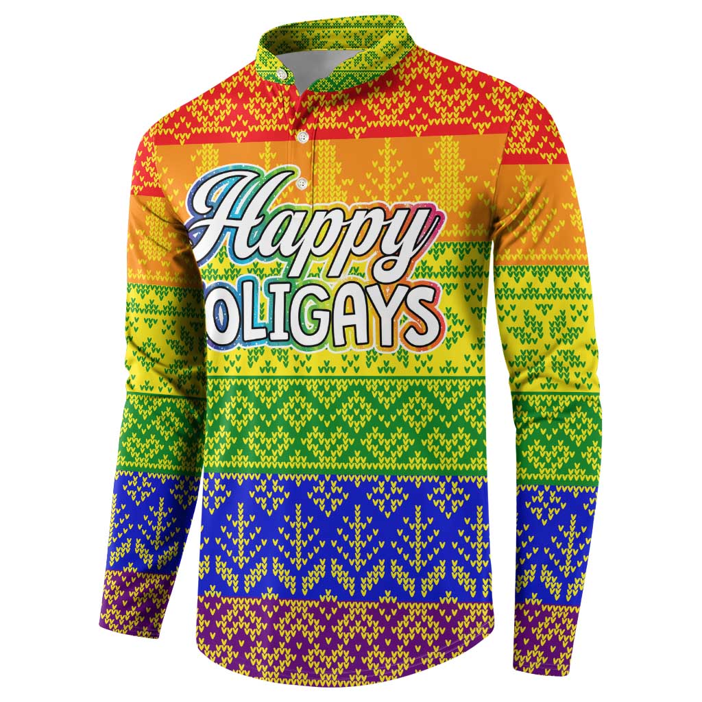 LGBT Gay Pride Happy Holigays Christmas Button Sweatshirt Xmas Holiday Patterns - Wonder Print Shop