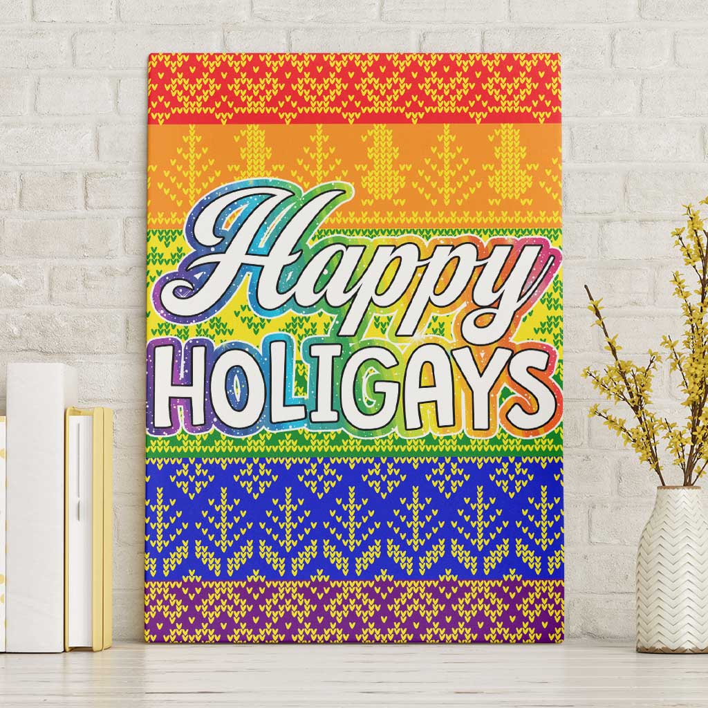 LGBT Gay Pride Happy Holigays Christmas Canvas Wall Art Xmas Holiday Patterns - Wonder Print Shop