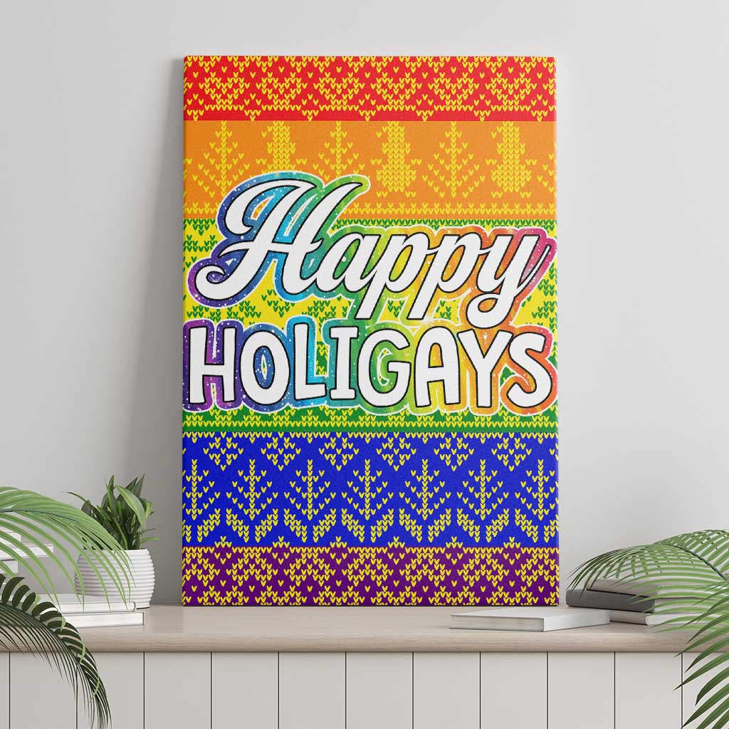 LGBT Gay Pride Happy Holigays Christmas Canvas Wall Art Xmas Holiday Patterns - Wonder Print Shop