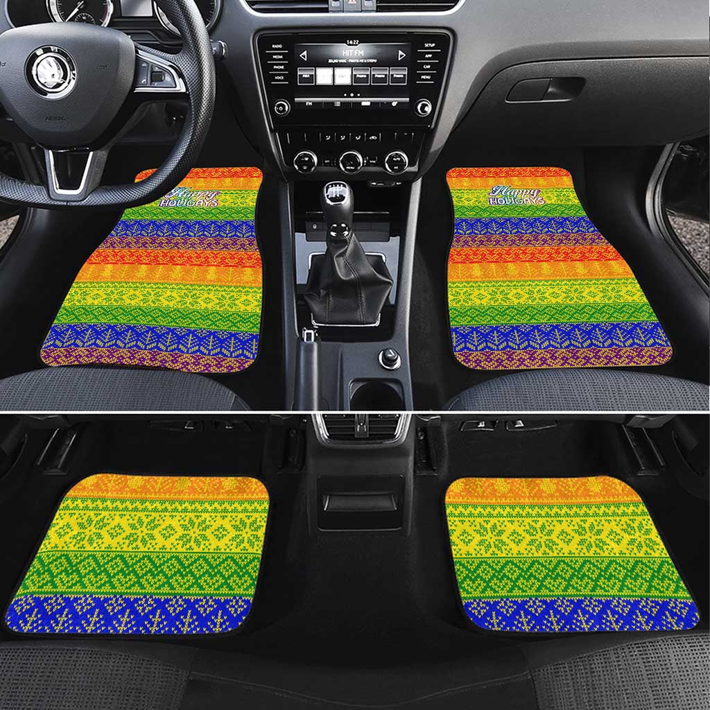 LGBT Gay Pride Happy Holigays Christmas Car Mats Xmas Holiday Patterns - Wonder Print Shop
