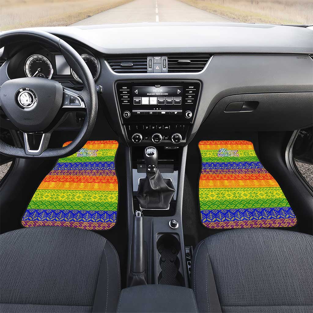 LGBT Gay Pride Happy Holigays Christmas Car Mats Xmas Holiday Patterns - Wonder Print Shop