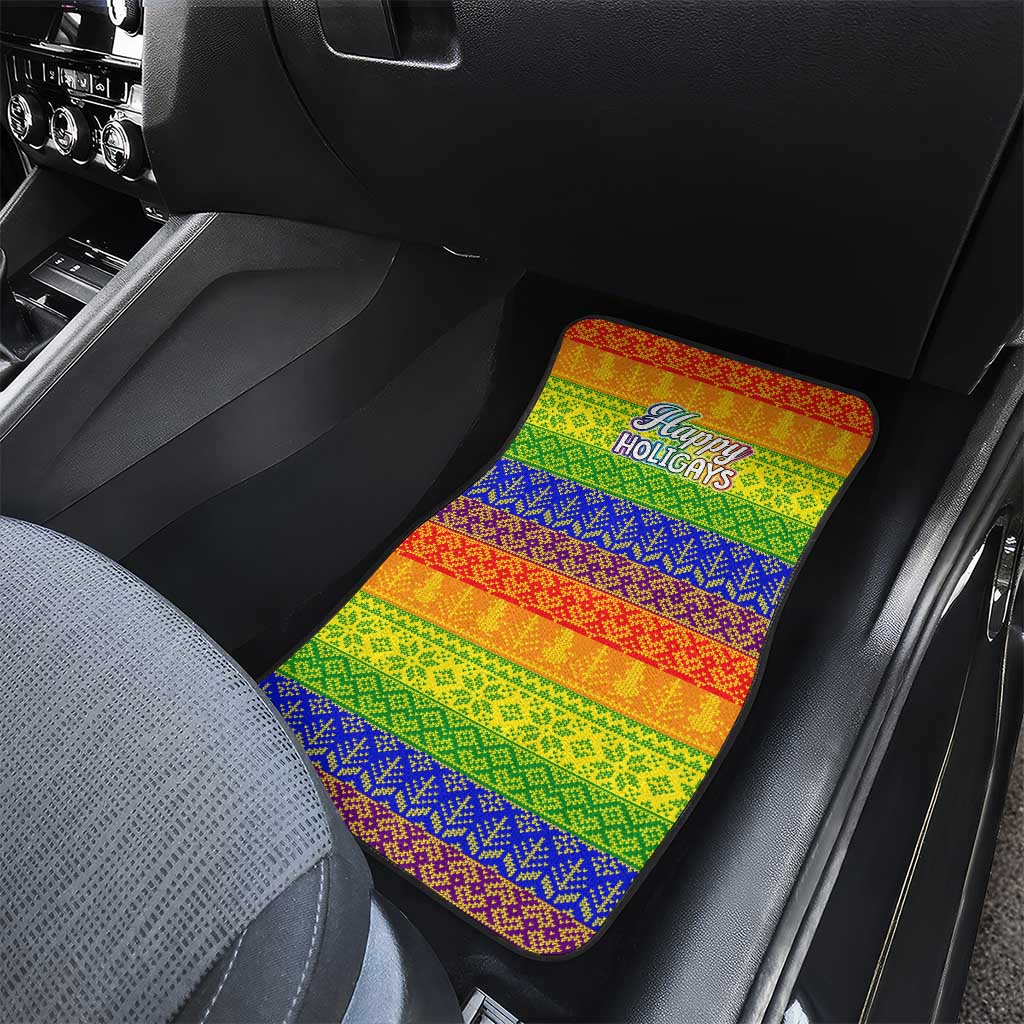 LGBT Gay Pride Happy Holigays Christmas Car Mats Xmas Holiday Patterns - Wonder Print Shop