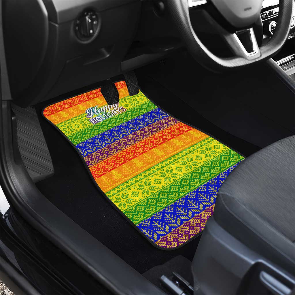 LGBT Gay Pride Happy Holigays Christmas Car Mats Xmas Holiday Patterns - Wonder Print Shop