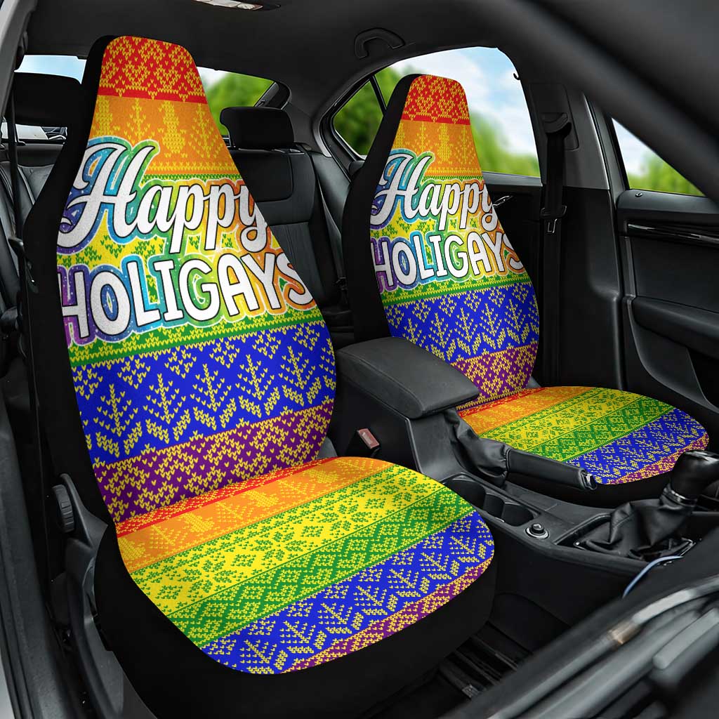 LGBT Gay Pride Happy Holigays Christmas Car Seat Cover Xmas Holiday Patterns - Wonder Print Shop