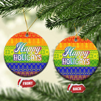 LGBT Gay Pride Happy Holigays Christmas Ceramic Ornament Xmas Holiday Patterns - Wonder Print Shop