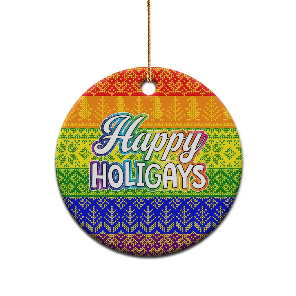LGBT Gay Pride Happy Holigays Christmas Ceramic Ornament Xmas Holiday Patterns - Wonder Print Shop