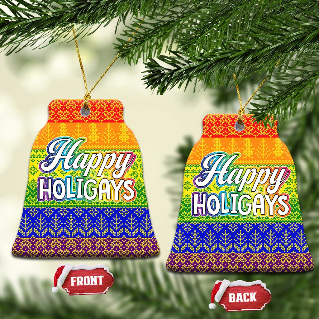 LGBT Gay Pride Happy Holigays Christmas Ceramic Ornament Xmas Holiday Patterns - Wonder Print Shop
