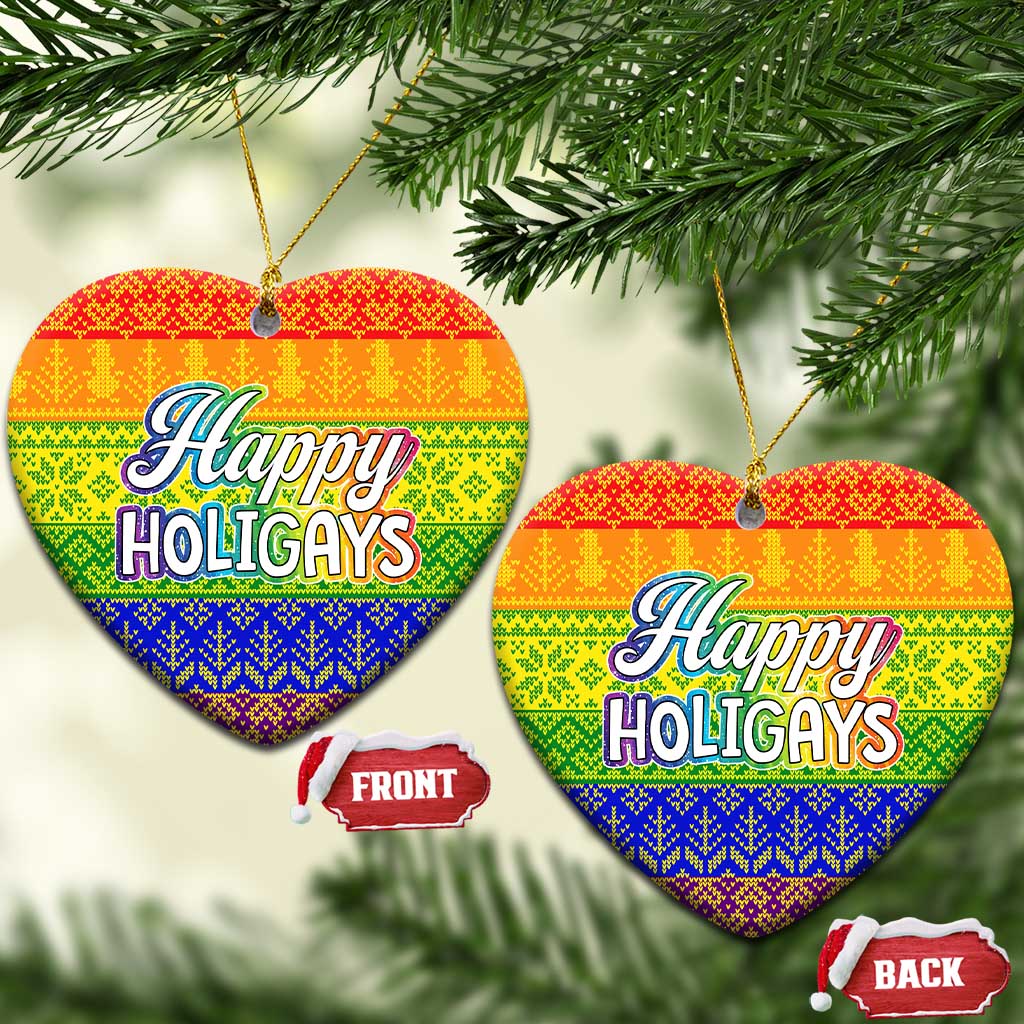 LGBT Gay Pride Happy Holigays Christmas Ceramic Ornament Xmas Holiday Patterns - Wonder Print Shop