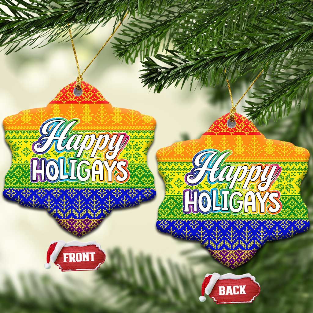 LGBT Gay Pride Happy Holigays Christmas Ceramic Ornament Xmas Holiday Patterns - Wonder Print Shop
