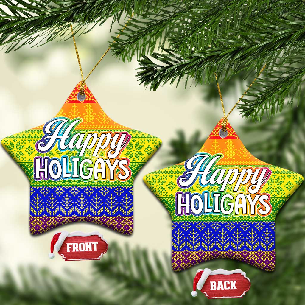 LGBT Gay Pride Happy Holigays Christmas Ceramic Ornament Xmas Holiday Patterns - Wonder Print Shop