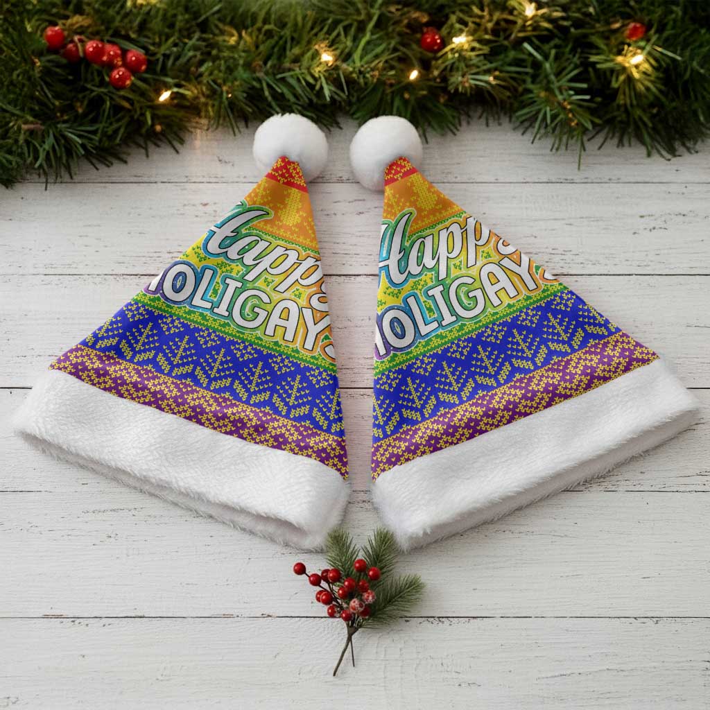 LGBT Gay Pride Happy Holigays Christmas Santa Hat Xmas Holiday Patterns - Wonder Print Shop