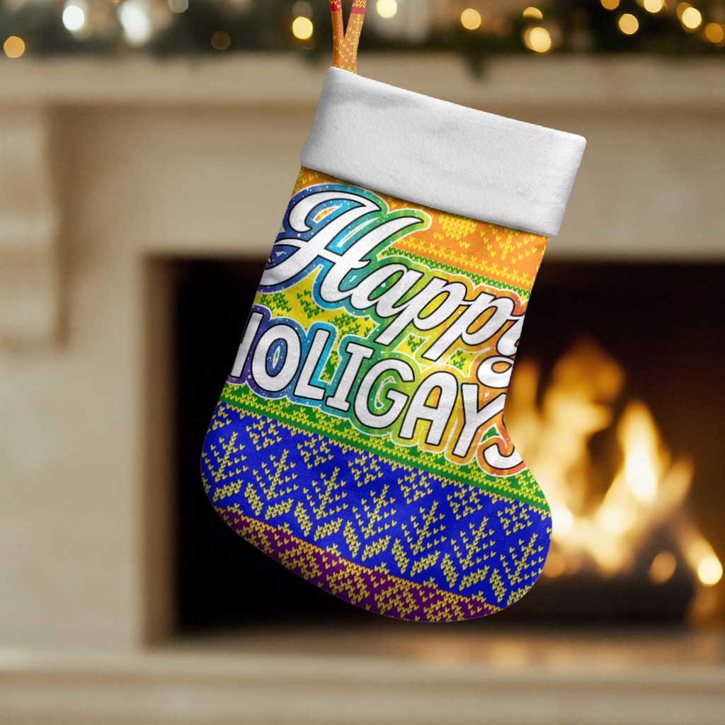 LGBT Gay Pride Happy Holigays Christmas Stocking Xmas Holiday Patterns - Wonder Print Shop