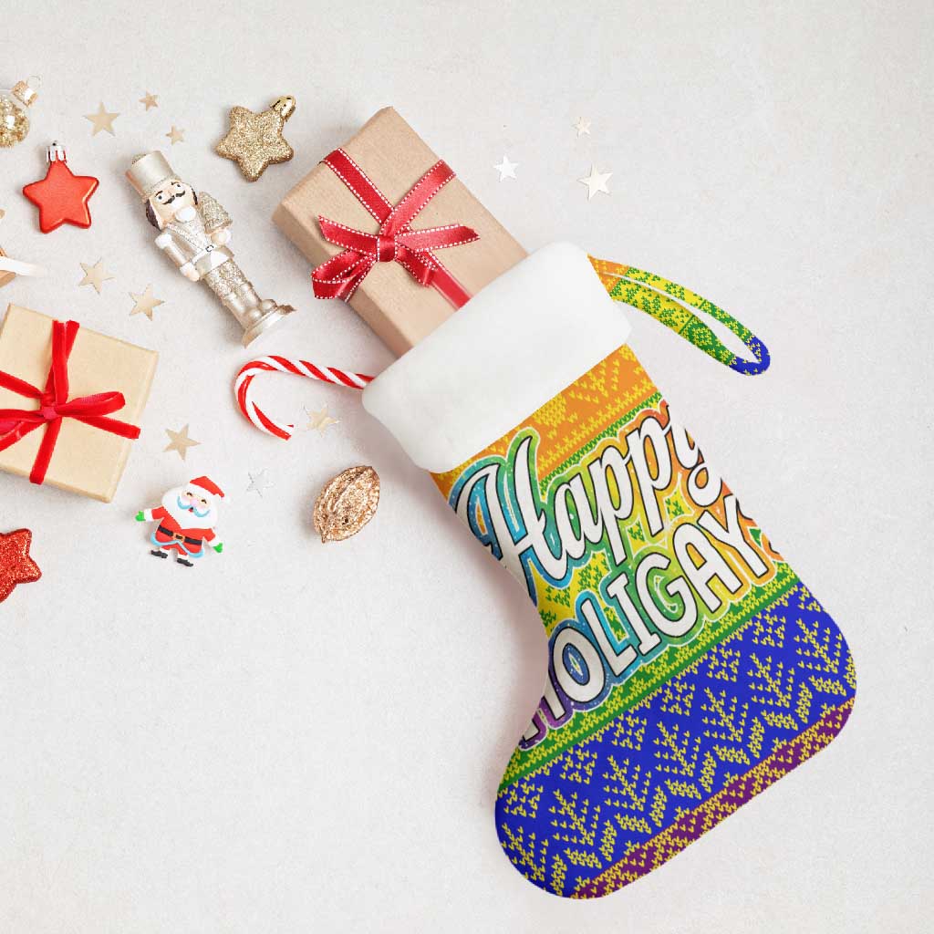 LGBT Gay Pride Happy Holigays Christmas Stocking Xmas Holiday Patterns - Wonder Print Shop