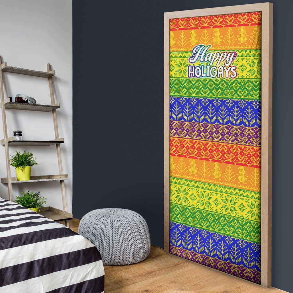 LGBT Gay Pride Happy Holigays Christmas Door Cover Xmas Holiday Patterns - Wonder Print Shop