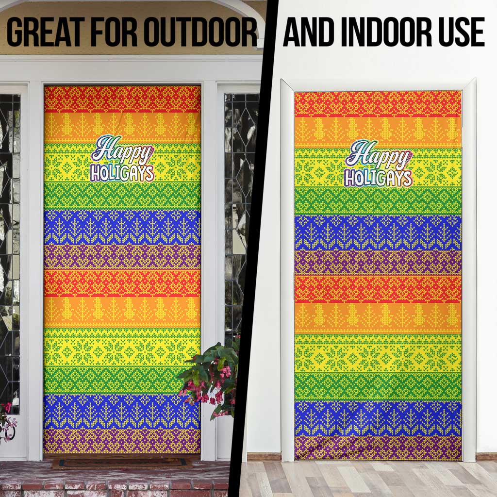 LGBT Gay Pride Happy Holigays Christmas Door Cover Xmas Holiday Patterns - Wonder Print Shop