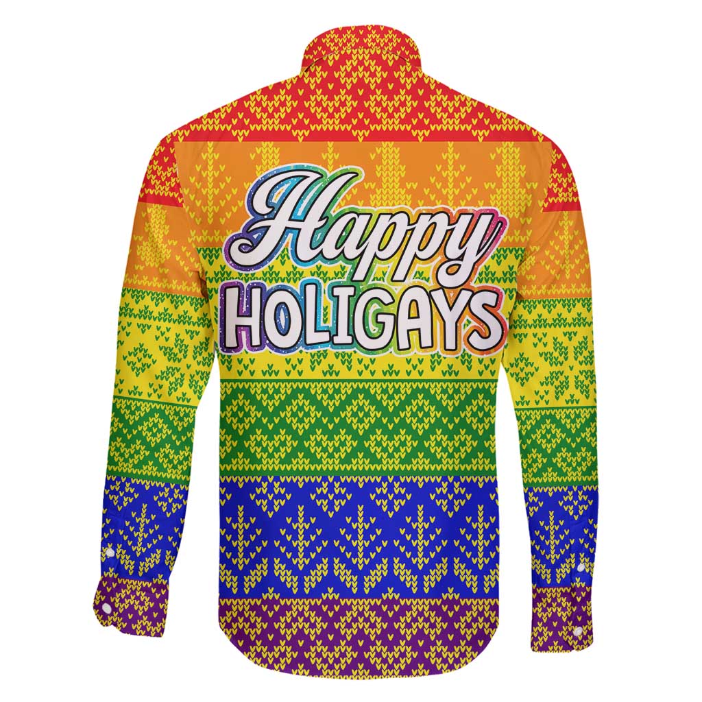 LGBT Gay Pride Happy Holigays Christmas Family Matching Long Sleeve Bodycon Dress and Hawaiian Shirt Xmas Holiday Patterns - Wonder Print Shop