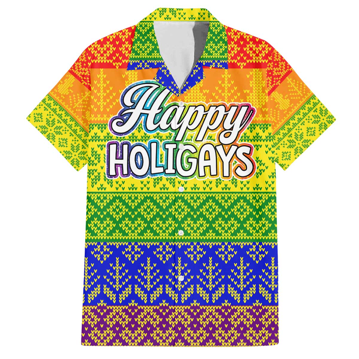 LGBT Gay Pride Happy Holigays Christmas Family Matching Off The Shoulder Long Sleeve Dress and Hawaiian Shirt Xmas Holiday Patterns - Wonder Print Shop