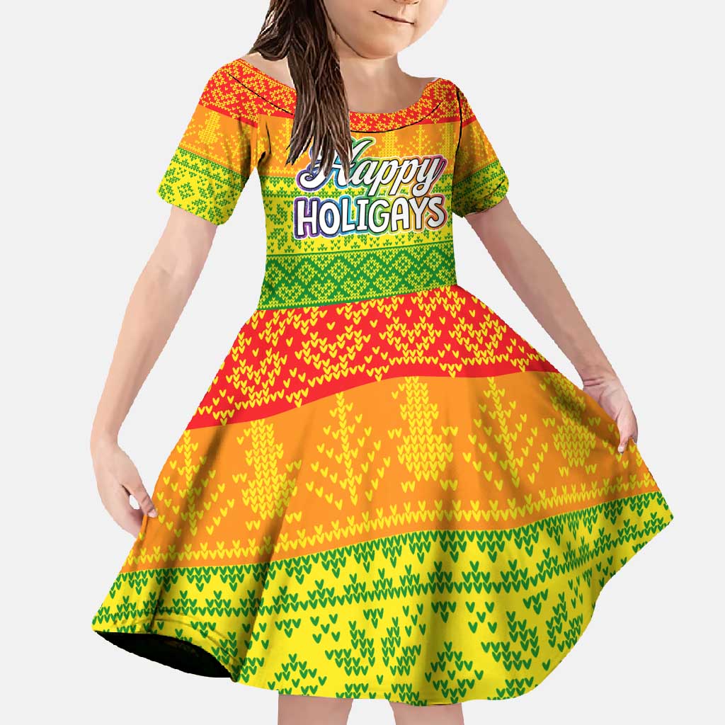 LGBT Gay Pride Happy Holigays Christmas Family Matching Off Shoulder Maxi Dress and Hawaiian Shirt Xmas Holiday Patterns - Wonder Print Shop