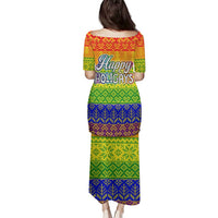 LGBT Gay Pride Happy Holigays Christmas Family Matching Puletasi and Hawaiian Shirt Xmas Holiday Patterns - Wonder Print Shop