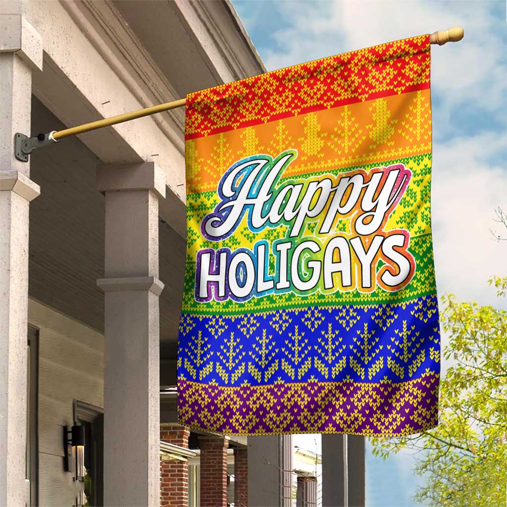 LGBT Gay Pride Happy Holigays Christmas Garden Flag Xmas Holiday Patterns - Wonder Print Shop