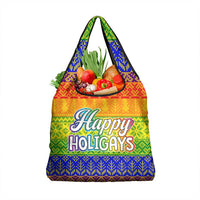 LGBT Gay Pride Happy Holigays Christmas Grocery Bag Xmas Holiday Patterns - Wonder Print Shop