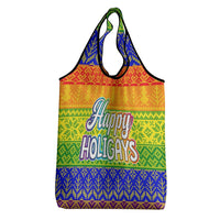 LGBT Gay Pride Happy Holigays Christmas Grocery Bag Xmas Holiday Patterns - Wonder Print Shop