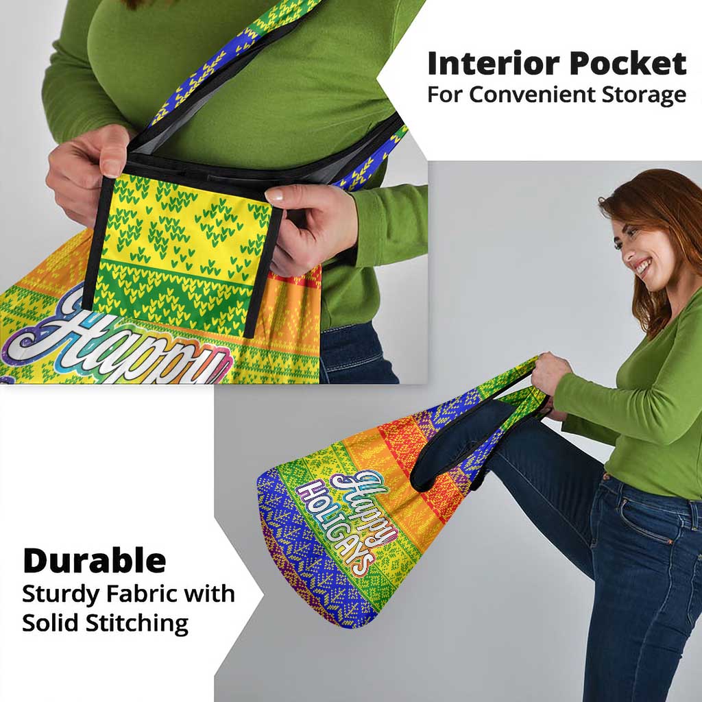 LGBT Gay Pride Happy Holigays Christmas Grocery Bag Xmas Holiday Patterns - Wonder Print Shop