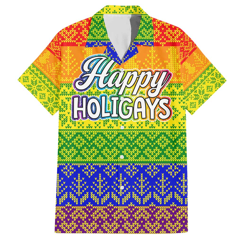 LGBT Gay Pride Happy Holigays Christmas Hawaiian Shirt Xmas Holiday Patterns - Wonder Print Shop