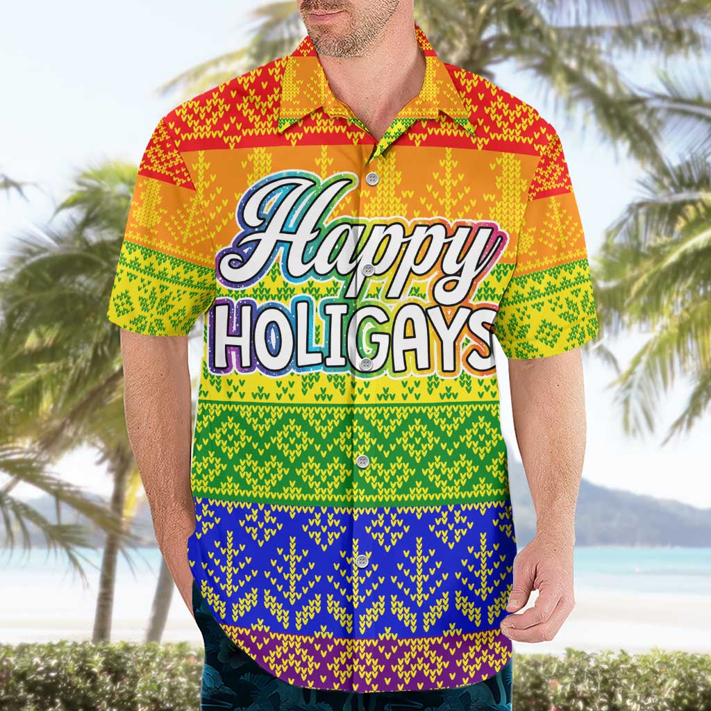 LGBT Gay Pride Happy Holigays Christmas Hawaiian Shirt Xmas Holiday Patterns - Wonder Print Shop