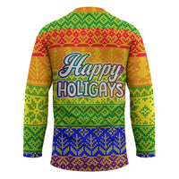 LGBT Gay Pride Happy Holigays Christmas Hockey Jersey Xmas Holiday Patterns - Wonder Print Shop