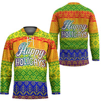 LGBT Gay Pride Happy Holigays Christmas Hockey Jersey Xmas Holiday Patterns - Wonder Print Shop