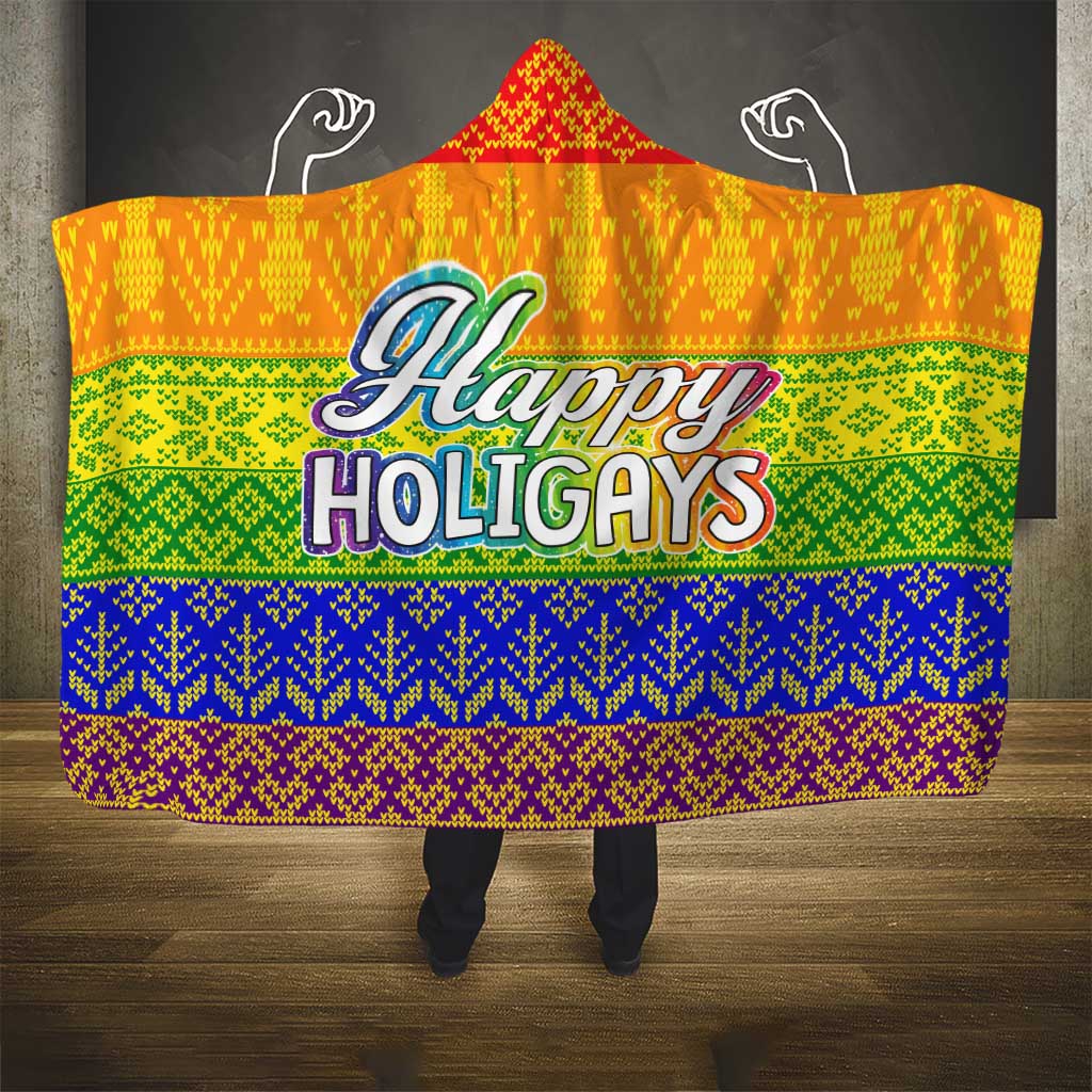 LGBT Gay Pride Happy Holigays Christmas Hooded Blanket Xmas Holiday Patterns - Wonder Print Shop