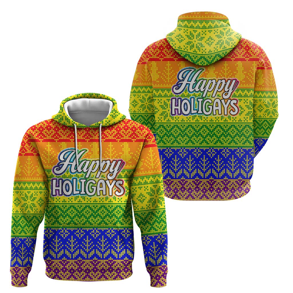 LGBT Gay Pride Happy Holigays Christmas Hoodie Xmas Holiday Patterns - Wonder Print Shop