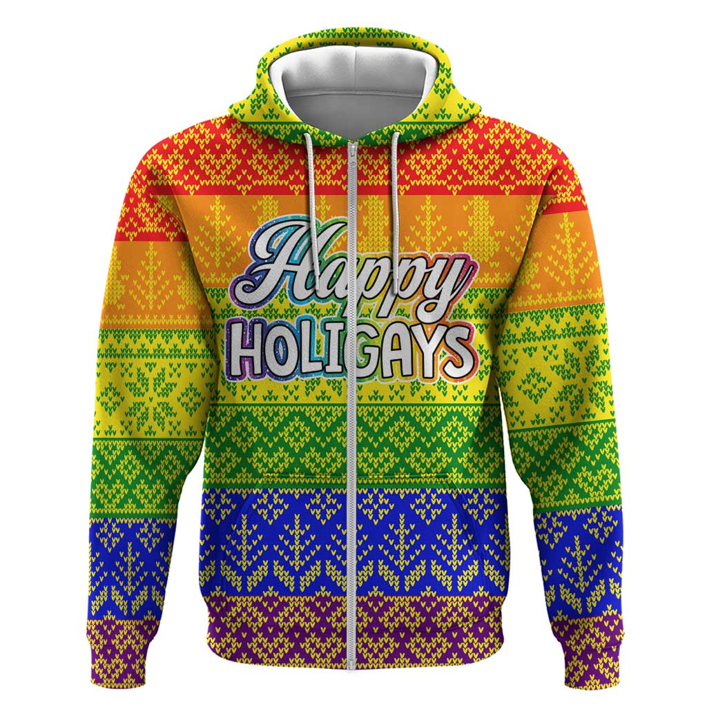 LGBT Gay Pride Happy Holigays Christmas Hoodie Xmas Holiday Patterns - Wonder Print Shop